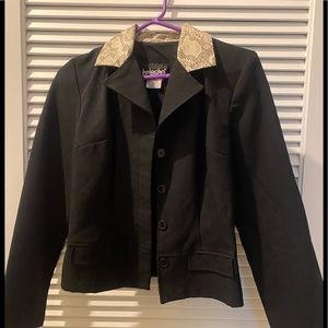 Jacket with Animal Print Collar